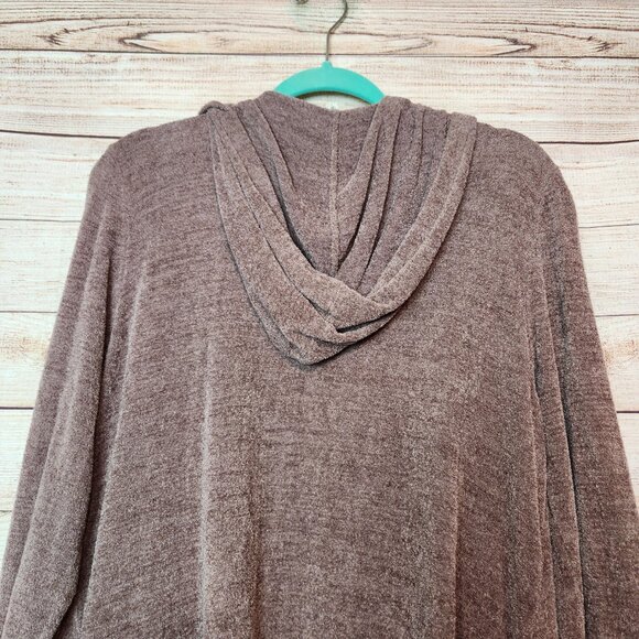 Barefoot Dreams Hooded Cardigan Size XL CozyChic Ultra Lite Purple Plum Color - Picture 12 of 15